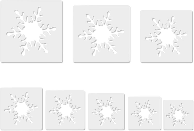 krastmon Snow Stencil, 8 PCS Different Size Snow Stencils, Snow Template Stencil, Large Snow Stencil for Spray Painting, Painting Template for Fabric Walls Arts Paper - Image 1